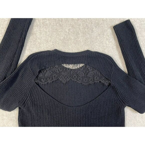 A.L.C. Wool And Cashmere Blend Lace Back Cut Out Sweater Black size M - Picture 13 of 16